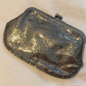 Express gold hand clutch with chain strap